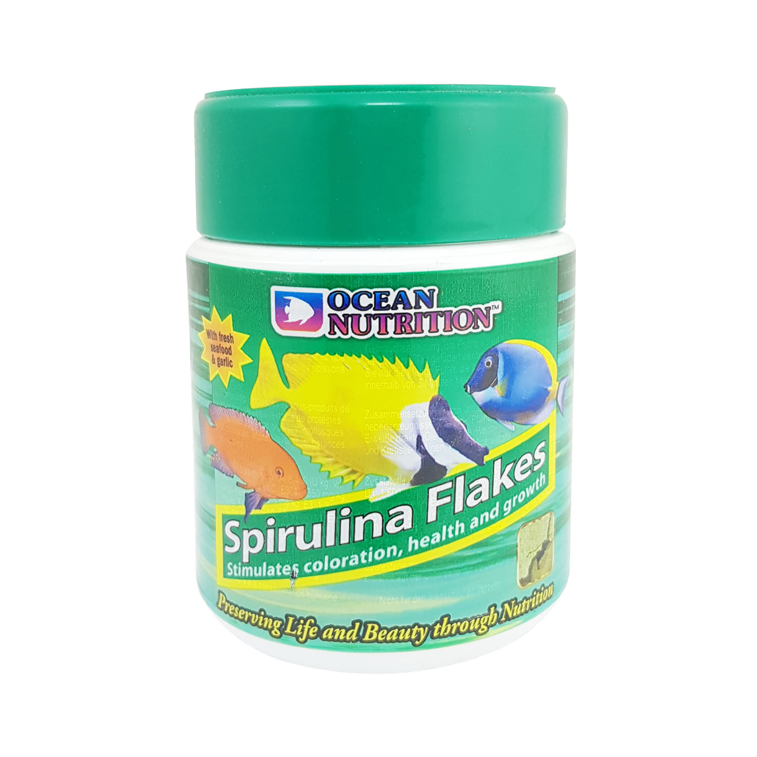 غذای آبزیان اوشن نوتریشن کد 5840A مدل spirulina وزن 34 گرم