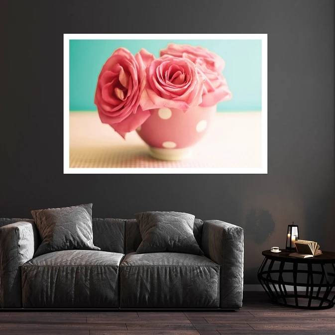 تابلو بکلیت طرح گل رز مدل قاب شاسی W-s8694