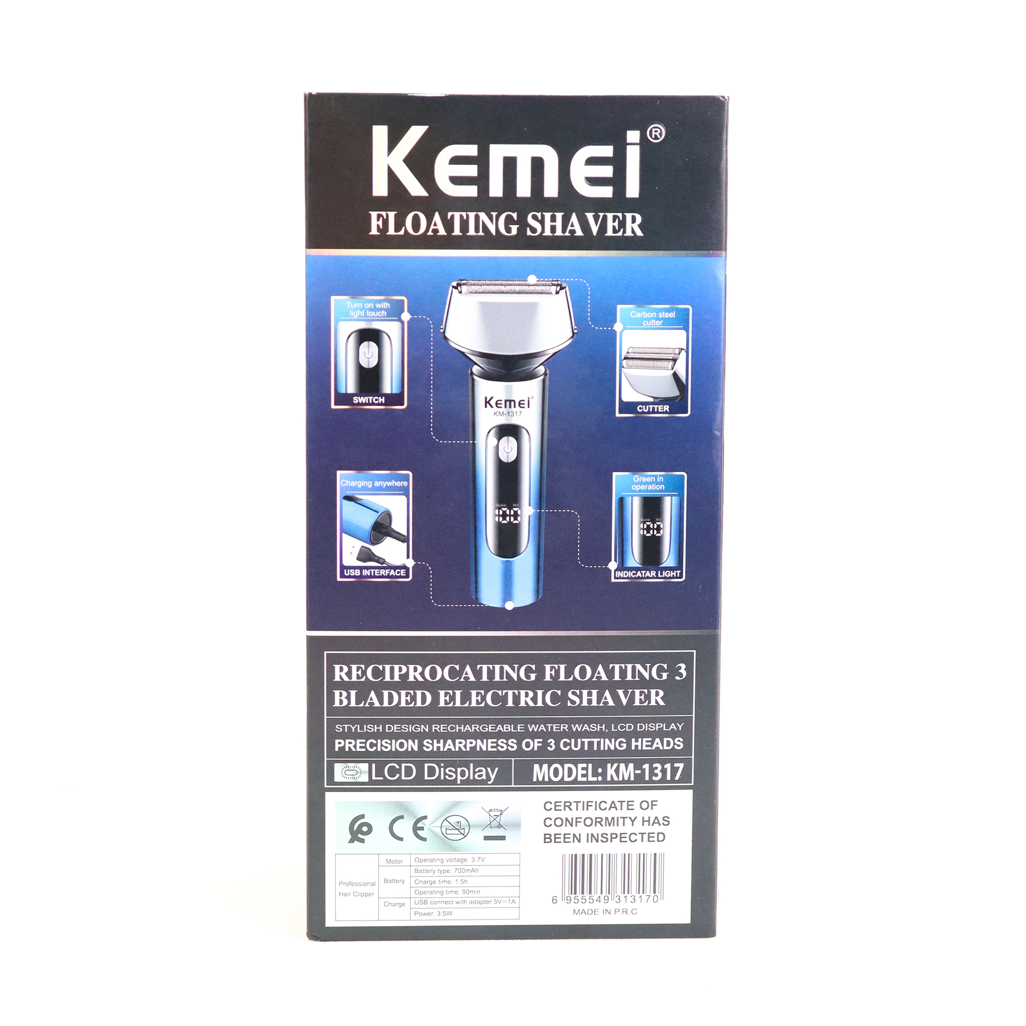 ماشین اصلاح موی صورت شارژی کیمی مدل KM-1317
