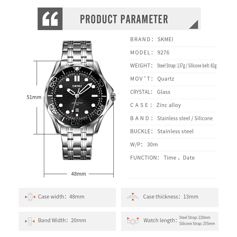 ساعت مچی عقربهای مردانه اسکمی مدل 9276BK-SI ساعت مچی عقربهای مردانه اسکمی مدل 9276BK-SI