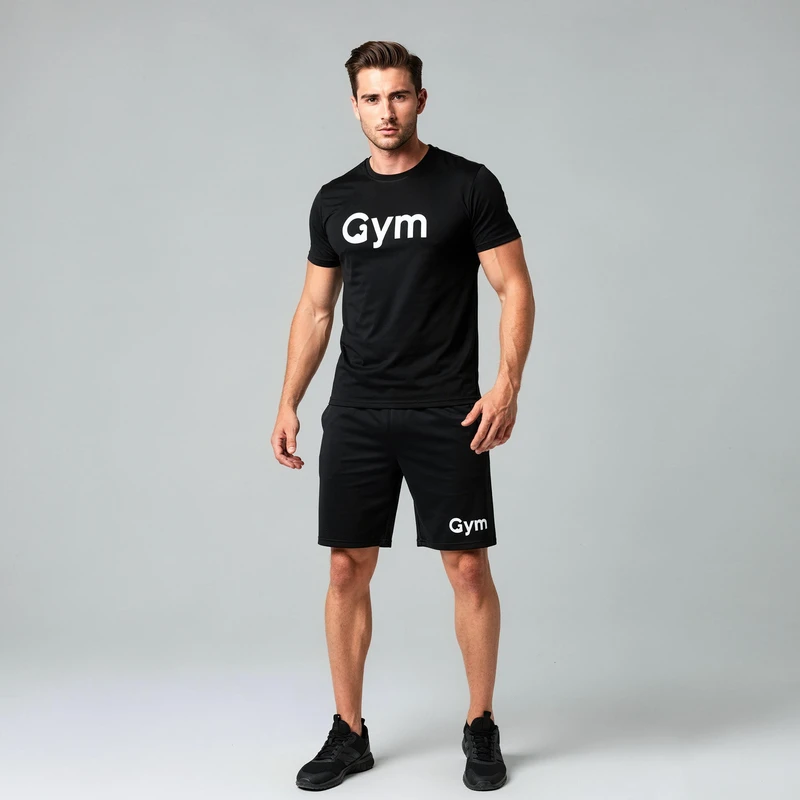 ست تیشرت آستین کوتاه و شلوارک راحتی مردانه مدل A26 طرح GYM