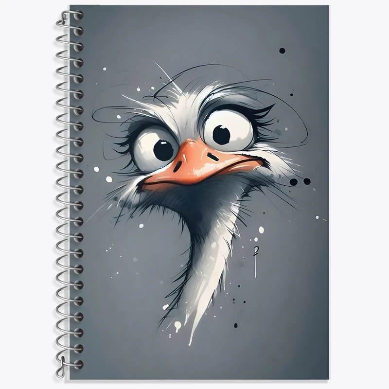 دفتر زبان 50 برگ خندالو مدل سه خط طرح شتر مرغ کد F7923