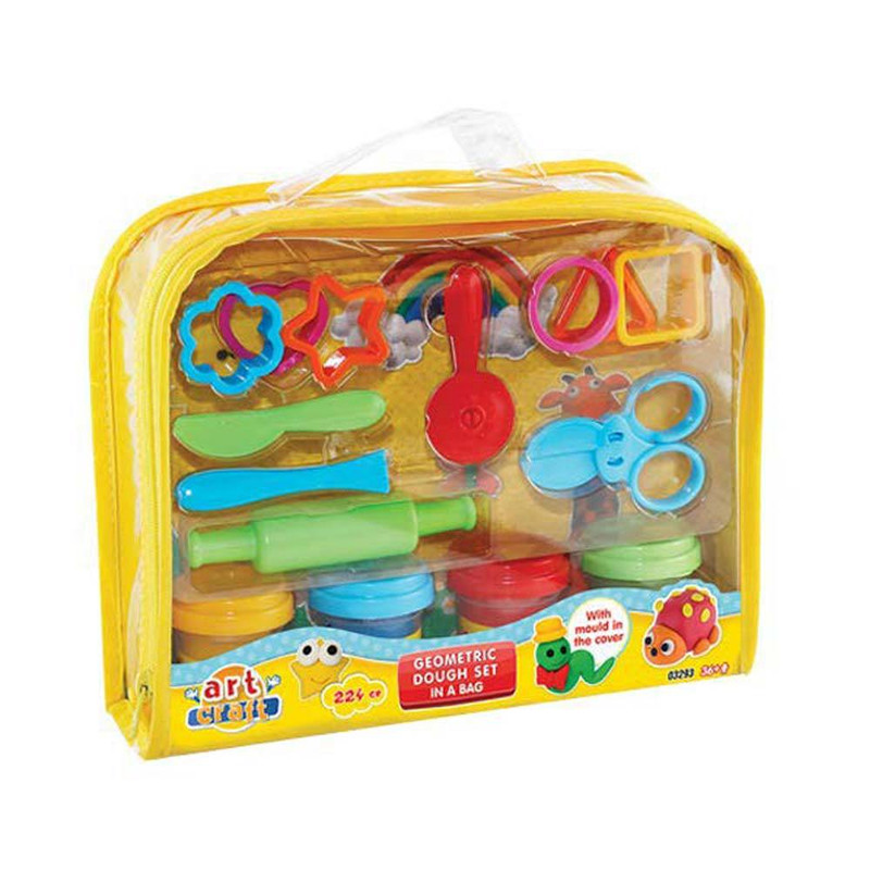 خمیر بازی مدل Geometric Dough Set In A Bag کد 03293 مجموعه 15 عددی