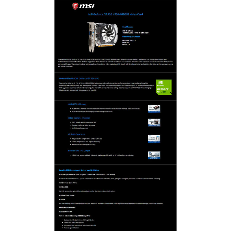 کارت گرافیک ام اس آی مدل GT 730