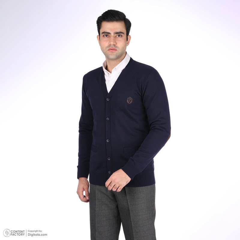 ژاکت مردانه تریکو پاییزان مدل PJ701 رنگ سرمهای