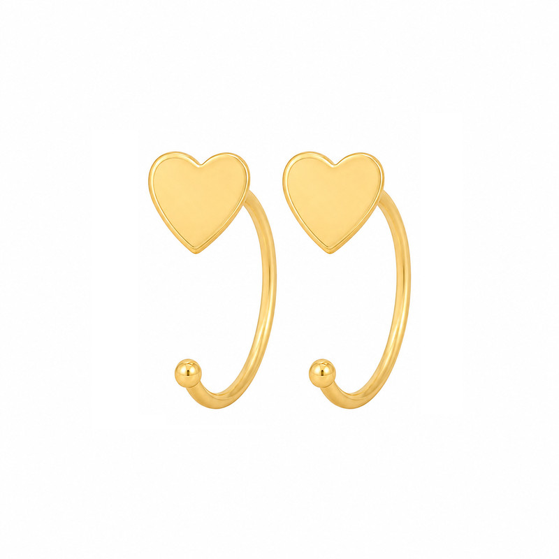 گوشواره حلقه‌ای طلا 18 عیار زنانه مان گالری مدل قلب کد EA01-0033500 - 4