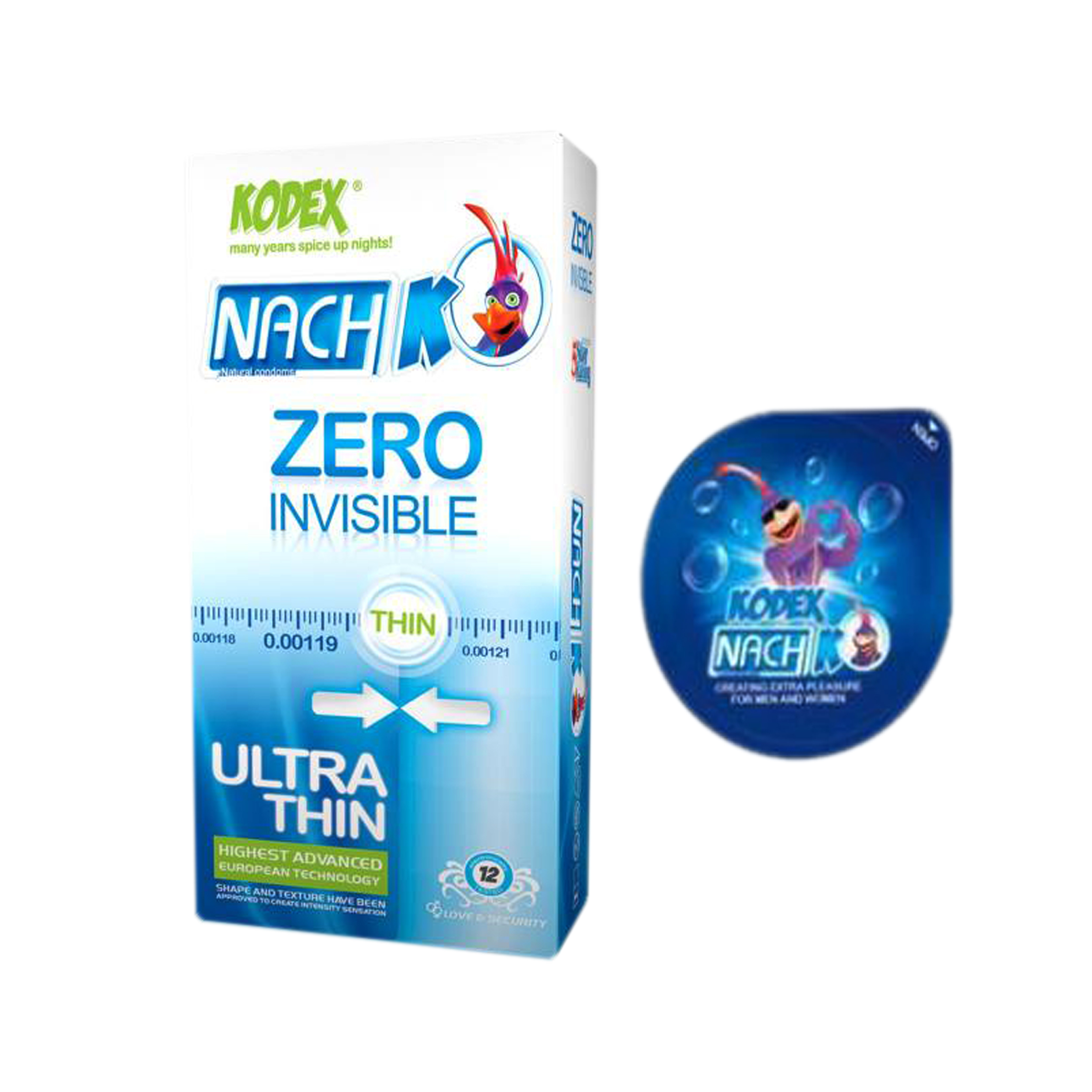 کاندوم ناچ کدکس مدل Zero Invisible بسته 12 عددی به همراه کاندوم ناچ کدکس مدل بلیسر