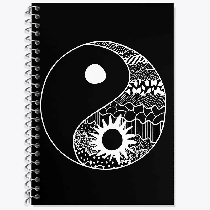 دفتر زبان 50 برگ خندالو مدل سه خط طرح یین و یانگ کد 27684