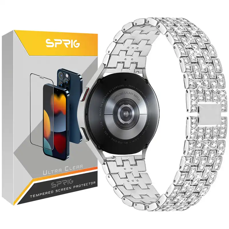 بند اسپریگ مدل Diamond مناسب برای ساعت هوشمند سامسونگ Galaxy Watch 4 40mm / watch 4 42mm / watch 4 44mm / watch 4 46mm / Watch 5 40mm / Watch 5 44mm / Watch 5 pro 45mm