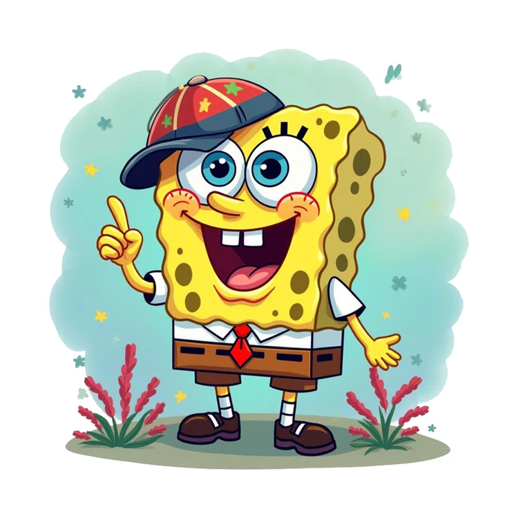 استیکر پارچه و لباس پاد آفرین مدل باب اسفنجی کد 1518