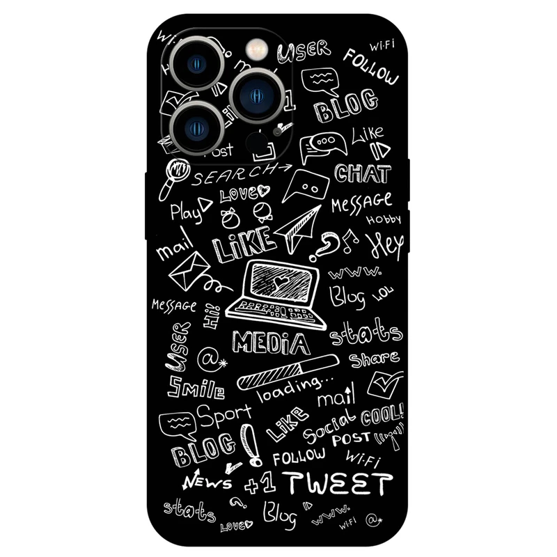 کاور مگافون طرح رسانه های اجتماعی مدل 1898 مناسب برای گوشی موبایل اپل iPhone 14 Pro                 