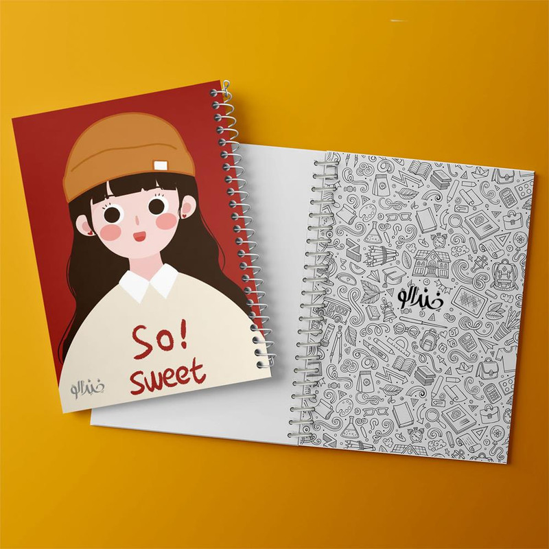 دفتر زبان 50 برگ خندالو مدل دو خط طرح دخترانه فانتزی کد 25745