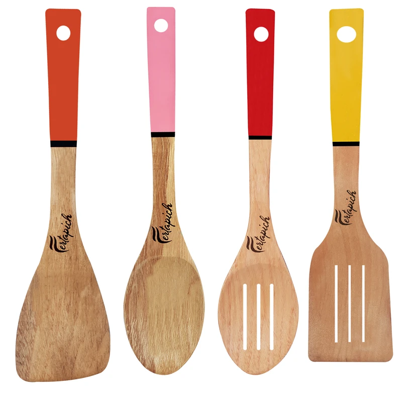 سرویس کفگیر و ملاقه 4 پارچه فرتاپیچ مدل چوبی کد 045