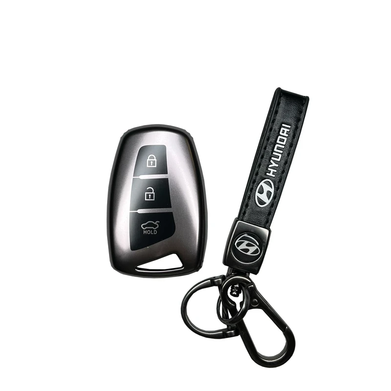 کاور ریموت و سوئیچ خودرو ام آر جی مدل ۰۰۱ طرح چرمی مناسب برای هیوندای سانتافه به همراه جاسوئیچی