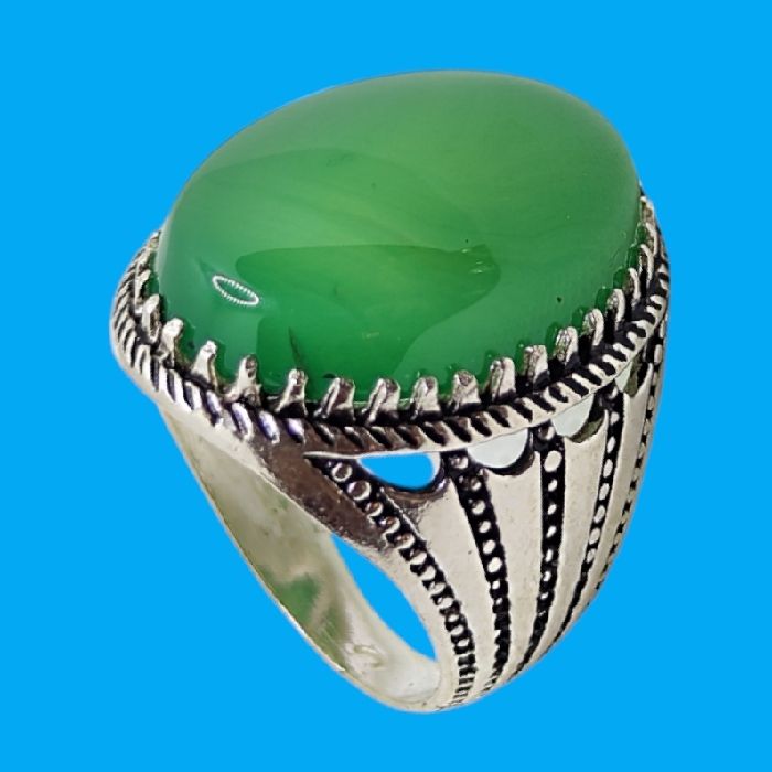 انگشتر نقره مردانه مدل سنگ عقیق رضوی رکاب اسپرت کد 6800 -  - 7