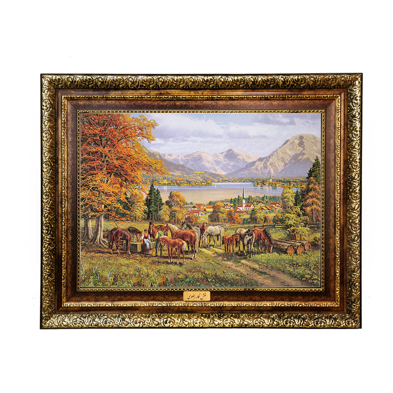 تابلو فرش ماشینی نقش نگار رضوی طرح منظره کد 1844H