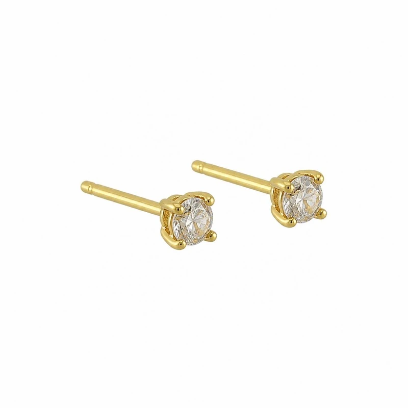 گوشواره میخی طلا 18 عیار زنانه مان گالری مدل تک نگین کد EA01-0032700