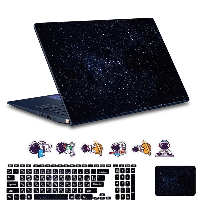 استیکر لپ تاپ توییجین و موییجین طرح Space  کد 182 مناسب برای لپ تاپ 15.6 اینچ به همراه برچسب حروف فارسی کیبورد