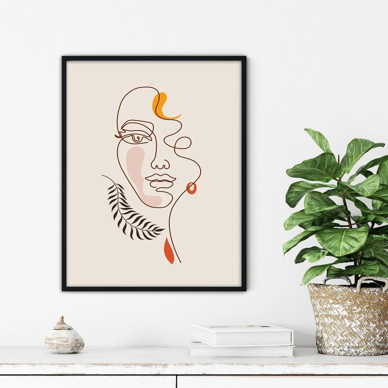 تابلو آتریسا طرح لاین آرت مدرن مدل ATFL98 فریم مشکی