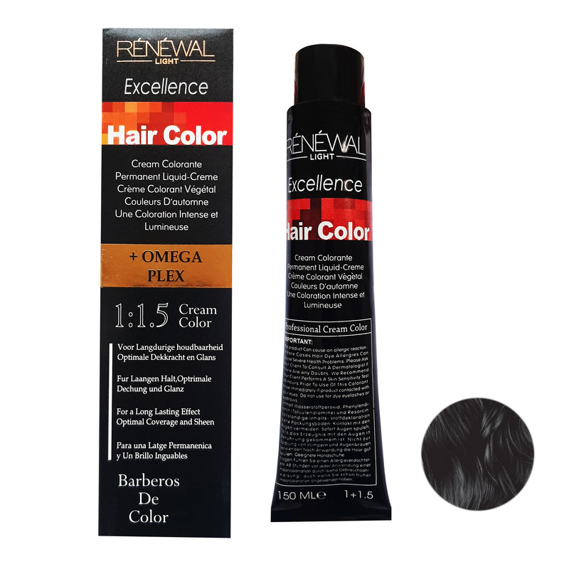 رنگ مو رنوال شماره 1.0 حجم 150 میلی لیتر رنگ مشکی