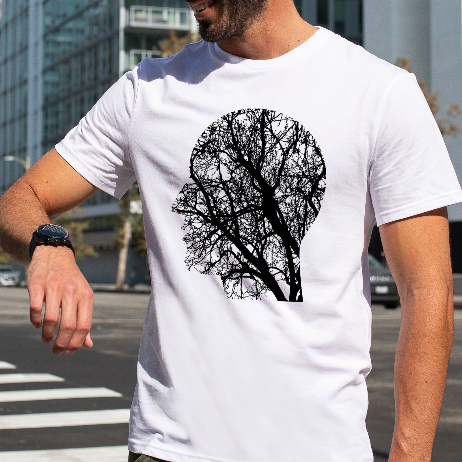 تی شرت آستین کوتاه مردانه هومرو مدل TW519 طرح افکار انسان - - 6