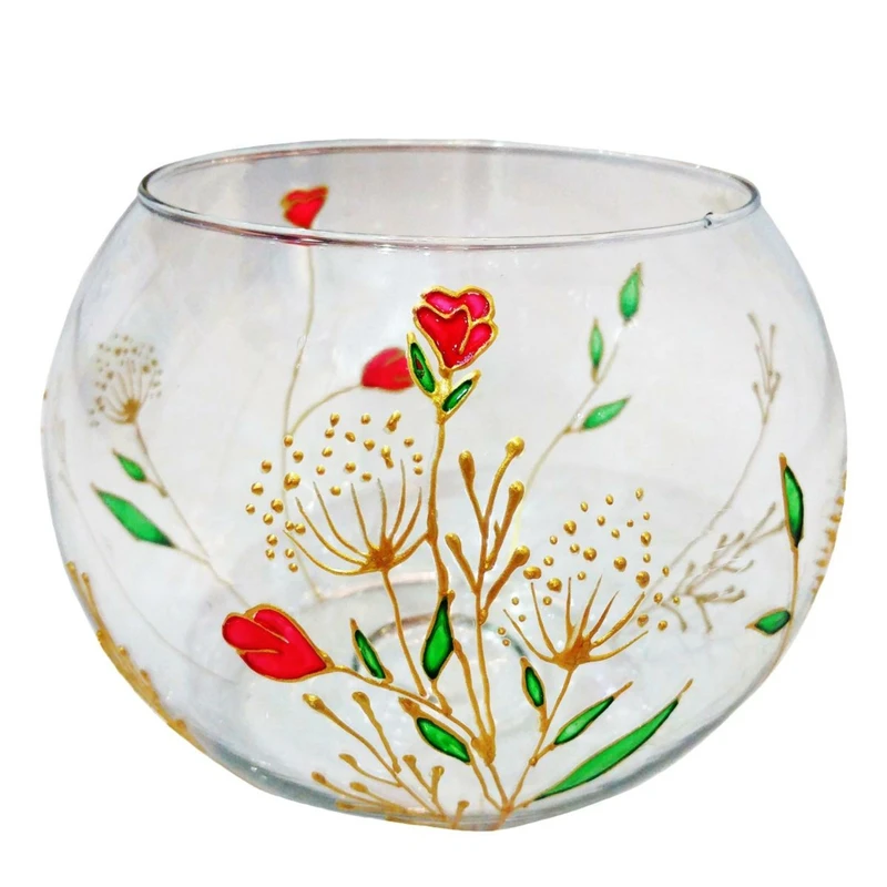 تنگ ماهی شیشه ای طرح شقایق کد 02