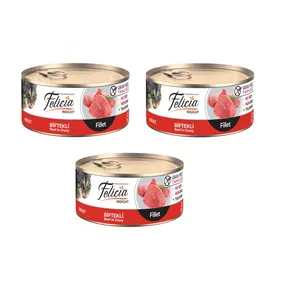 کنسرو گربه بزرگسال فلیسیا مدل Adult Fillet Beefr وزن 85 گرم بسته 3 عددی