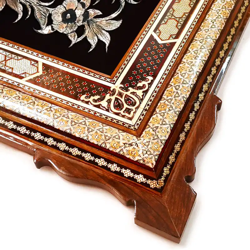 تابلو خاتم کاری طرح گل و مرغ کد 5080