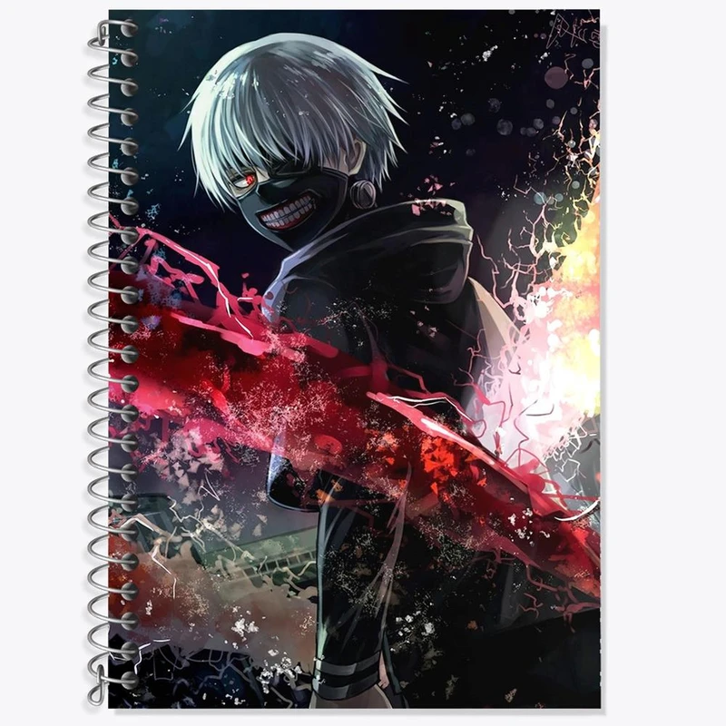 دفتر زبان 50 برگ خندالو مدل سه خط طرح کانکی کن انیمه توکیو غول Tokyo Ghoul کد 11891