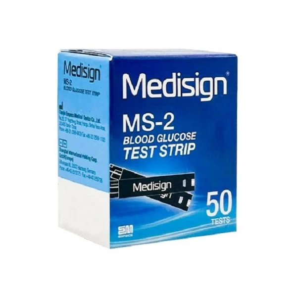 نوار تست قند خون مدیساین مدل MS-2 سازگار با دستگاه مدیساین MM1100 بسته 50 عددی
