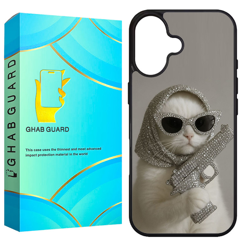 کاور قاب گارد طرح گربه و تفنگ مدل G16PL مناسب برای گوشی موبایل اپل iPhone 16 Plus