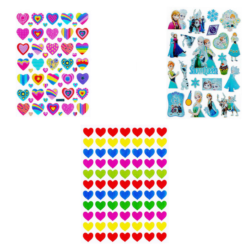 استیکر کودک طرح قلب و فروزن کد FT111 مجموعه 15 عددی