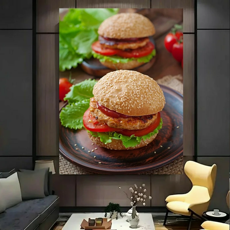 تابلو بوم طرح مخمل برگر مدل لذیذ کد GR1886