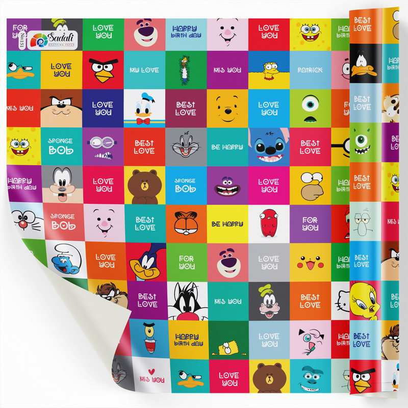 کاغذ کادو صدفی طرح کارتون بسته 2 عددی