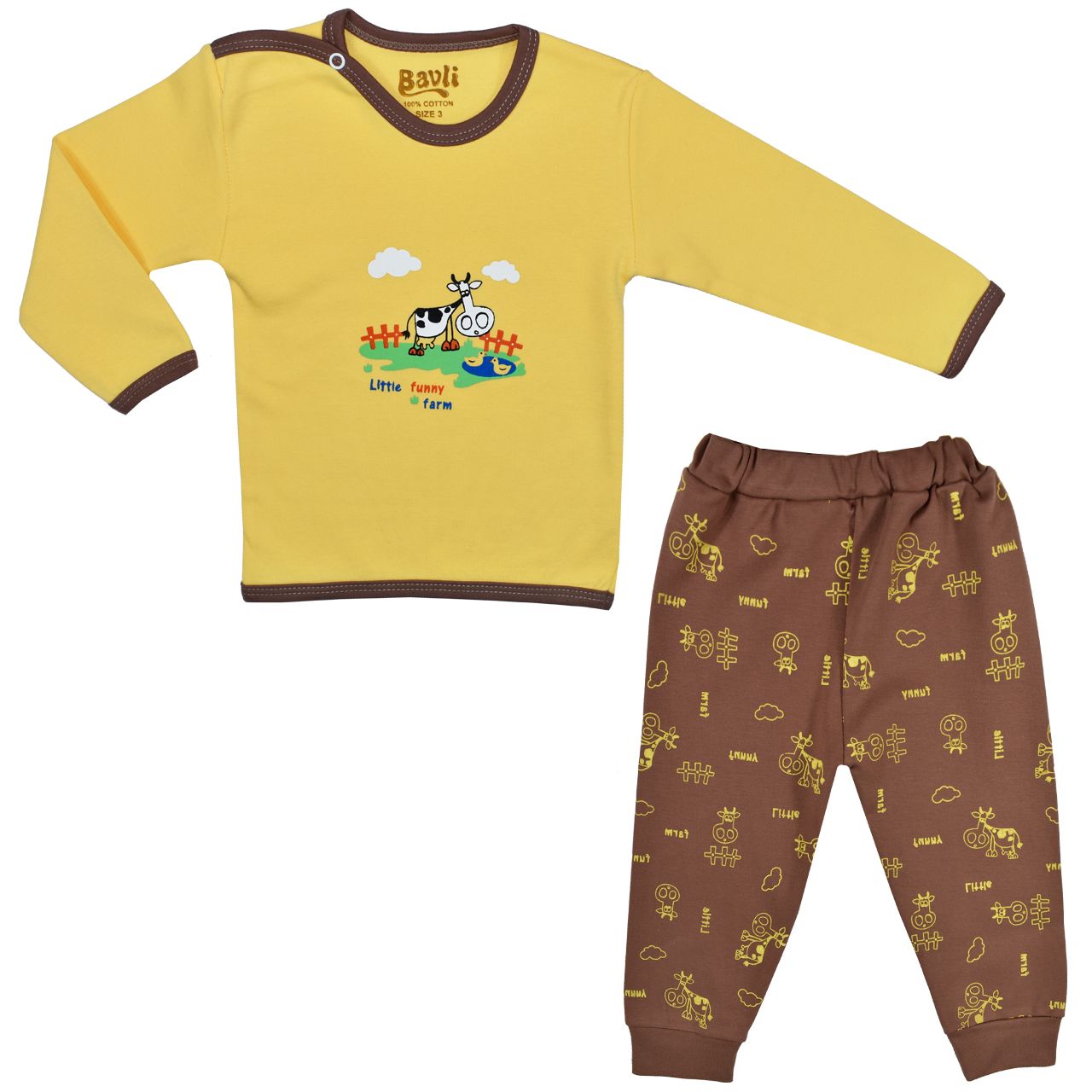 ست تی شرت و شلوار نوزادی باولی مدل گاو کد 2 -  - 1