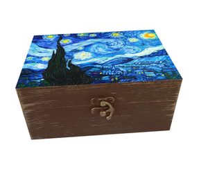 نقد و بررسی جعبه هدیه چوبی مدل هنری طرح شب های پرستاره کد SB77 توسط خریداران