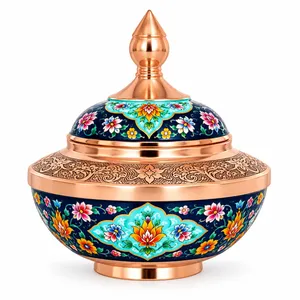 قندان میناکاری مسی آقاجانی مدل سلجوقی