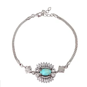 دستبند نقره زنانه بازرگانی میلادی مدل فیروزه کد DP_485