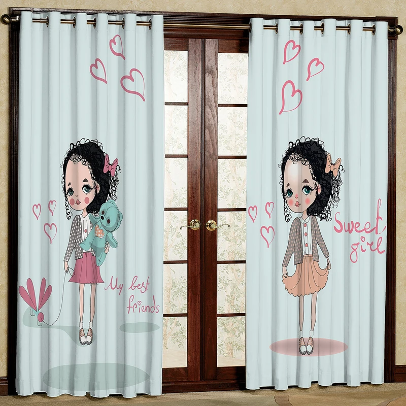 پرده مدل دختر مخمل پانچی کد 1257L سایز 140x280 سانتی متر