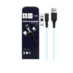  کابل تبدیل مغناطیسی USB به USB-C/microUSB/لایتنینگ دنمن مدل D18E طول 1 متر