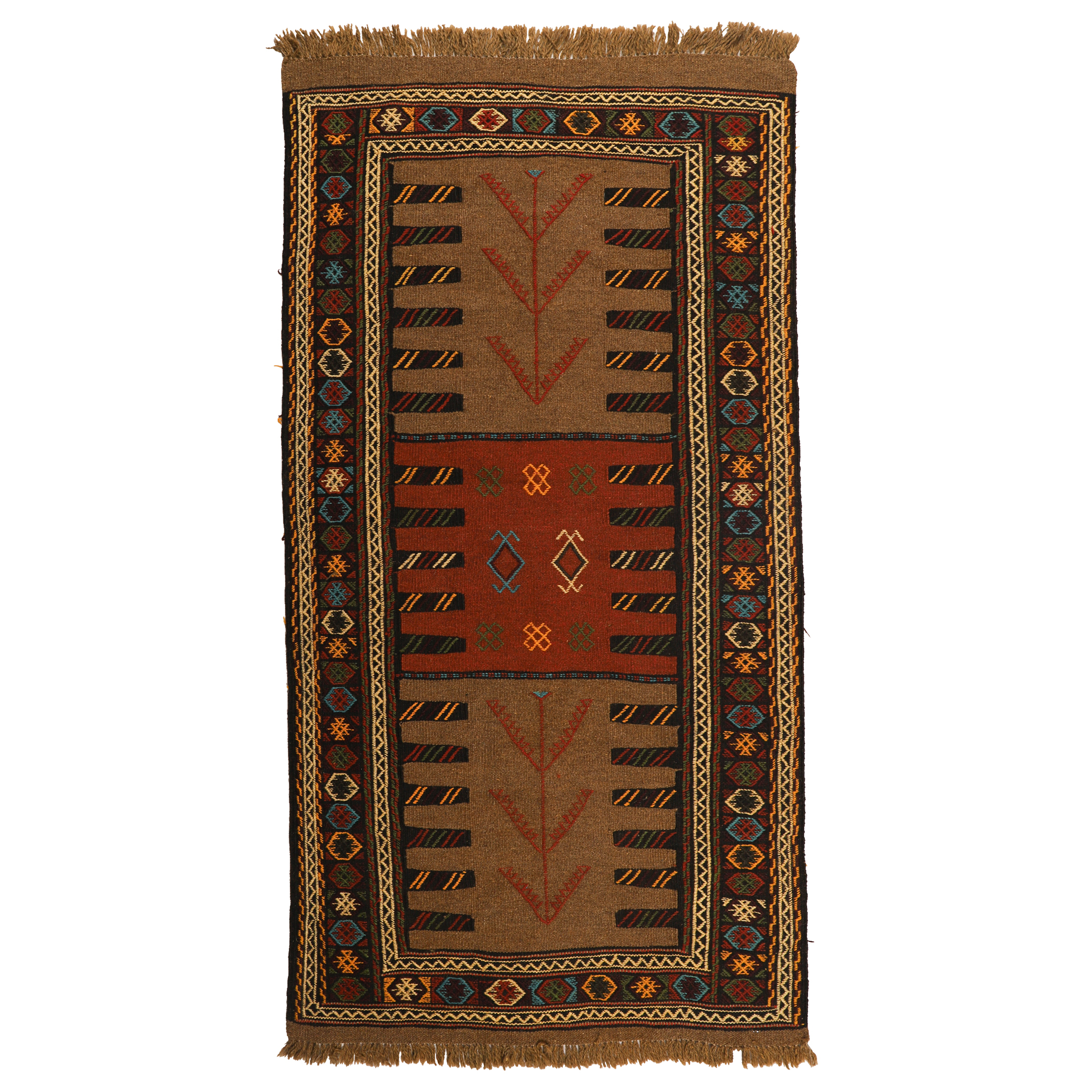 گلیم دستبافت دومتری طرح سفره کردی کد 140457