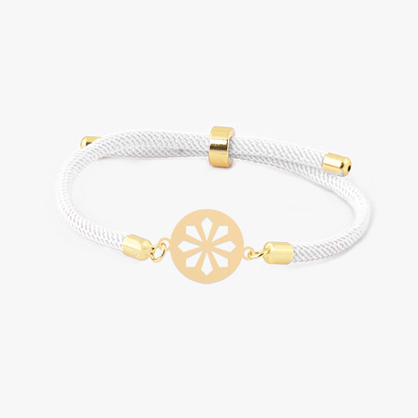 دستبند طلا عیار 18 زنانه مدل آسانسوری پلاک دار طرح گلبرگ