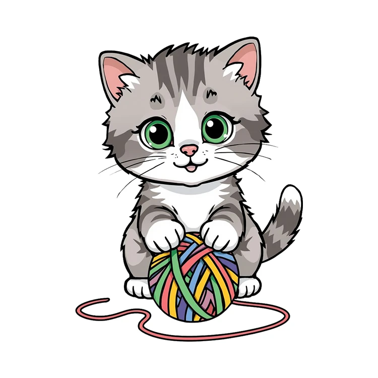 استیکر پارچه و لباس پاد آفرین مدل کارتونی طرح گربه کیوت فانتزی کد S3613