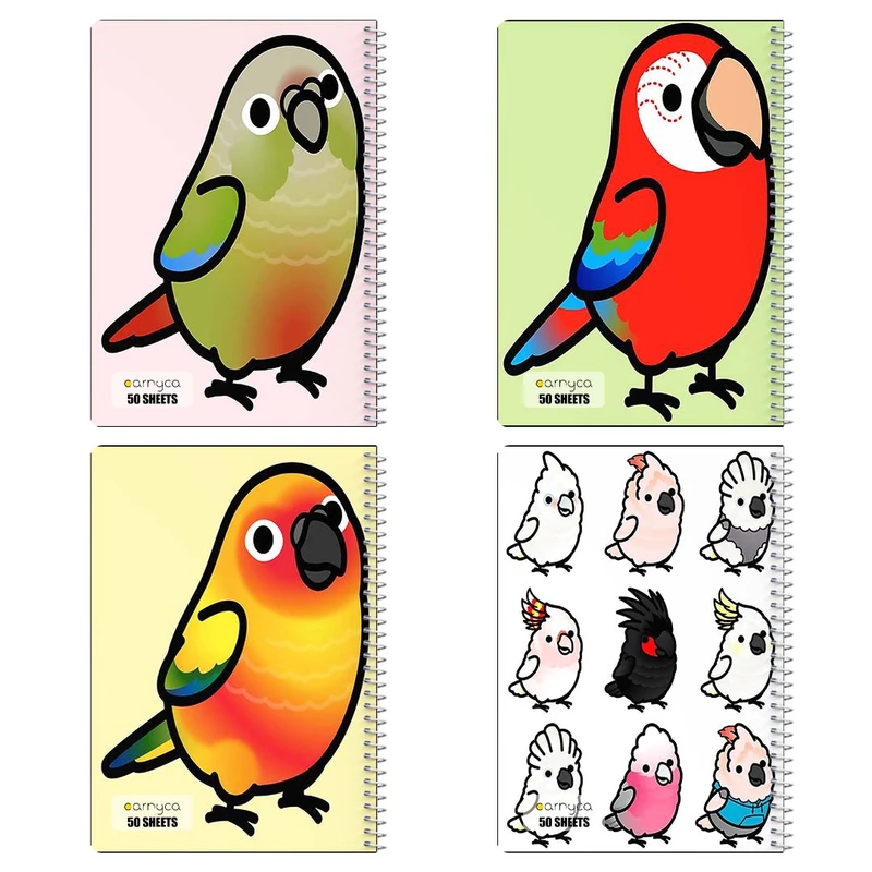 دفتر نقاشي 50 برگ کارنيکا طرح طوطی Parrot کد 37244 مجموعه 4 عددی