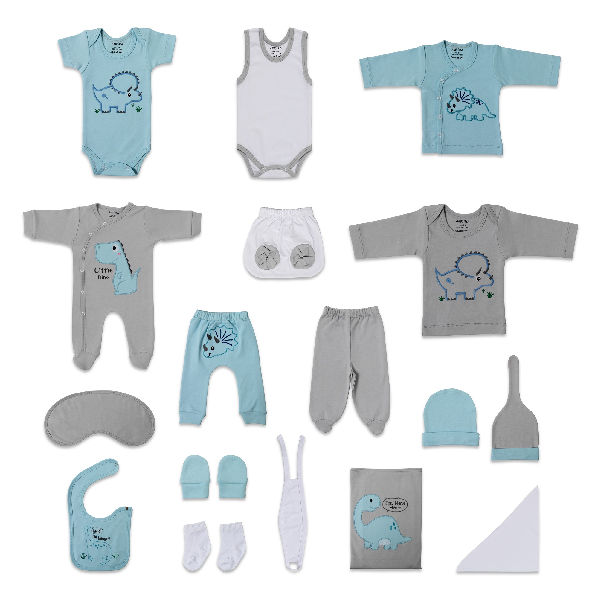 ست 19 تکه لباس نوزادی آمورا مدل Little Dino