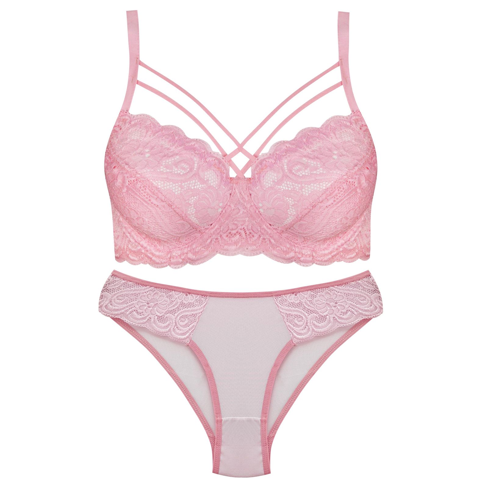 ست شورت و سوتین زنانه ماییلدا مدل فنردار هارنس کد 5165 رنگ صورتی -  - 1