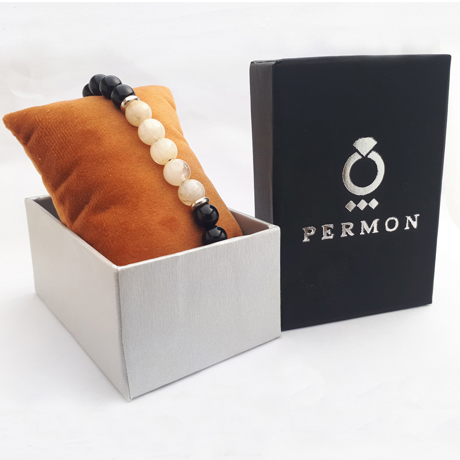 دستبند نقره پرمون مدل اونیکس سیترین دستبند نقره پرمون مدل اونیکس سیترین