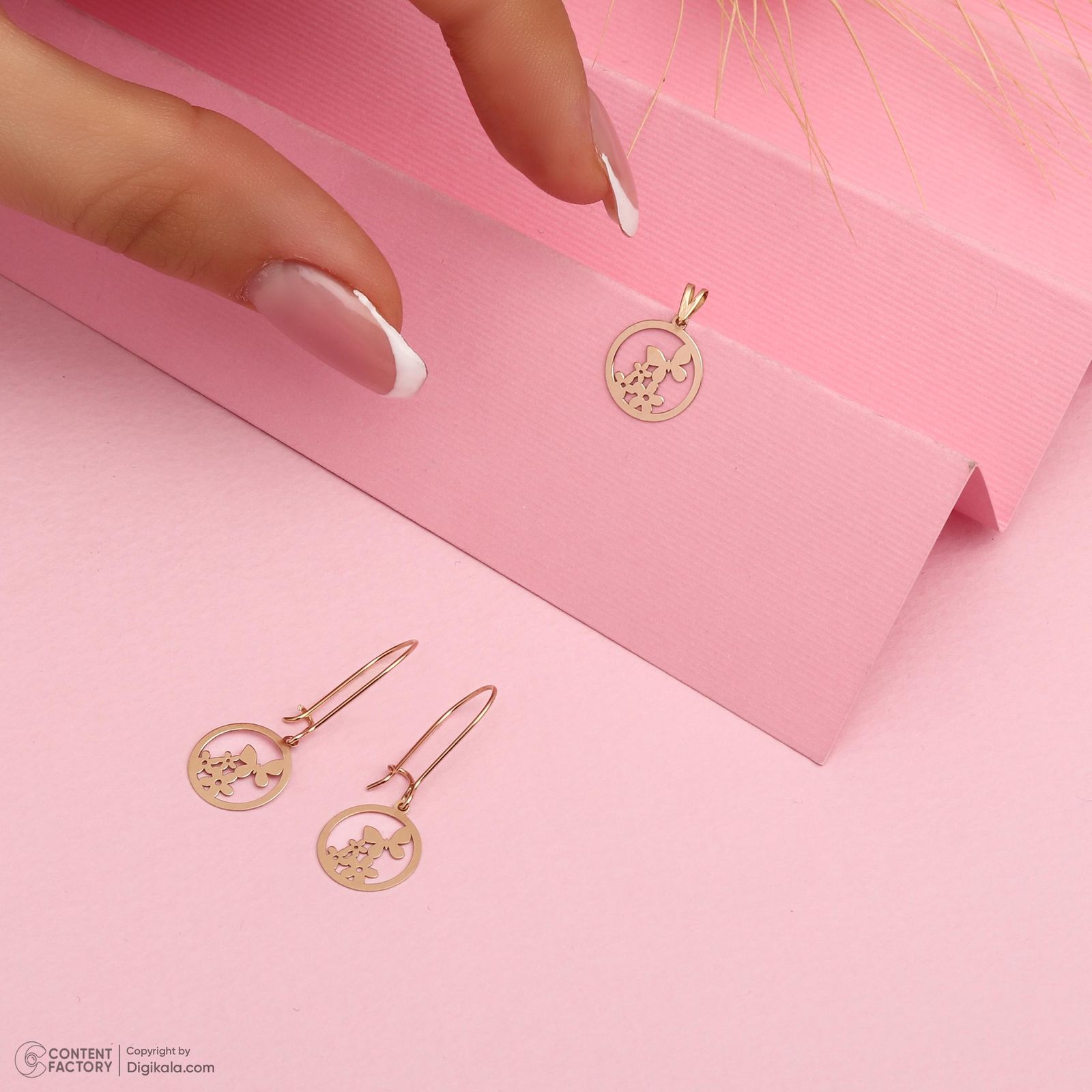 نیم ست طلا 18 عیار زنانه حافا گلد مدل پروانه کد nim05 -  - 4