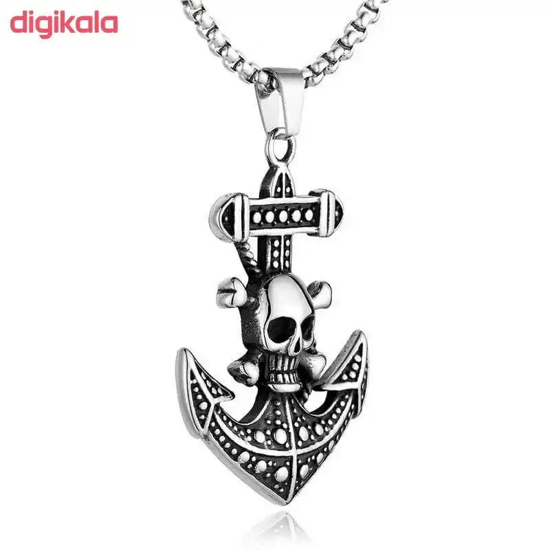 گردنبند مردانه طرح لنگر و جمجمه