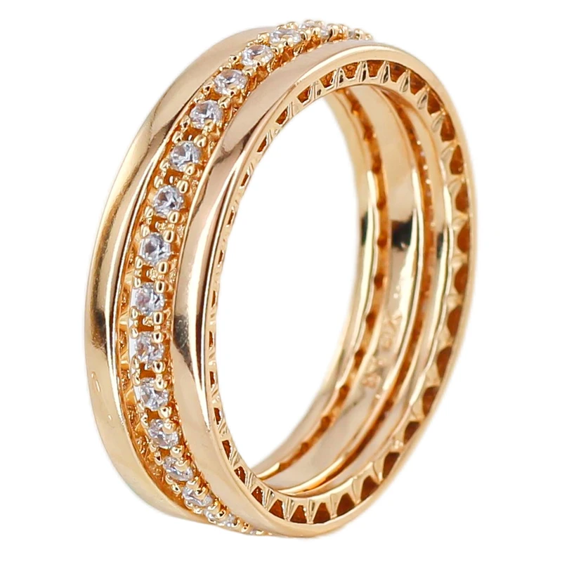 انگشتر زنانه ژوپینگ مدل رینگی نگین دار کد AAE802 بسته سه عددی